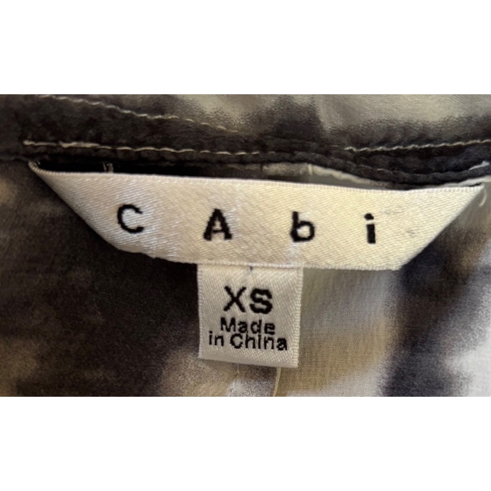 Cabi 137 Womens XS Black White Tie Dye Stripe‎ 100% Silk Oversized Blouse Top - Picture 3 of 5
